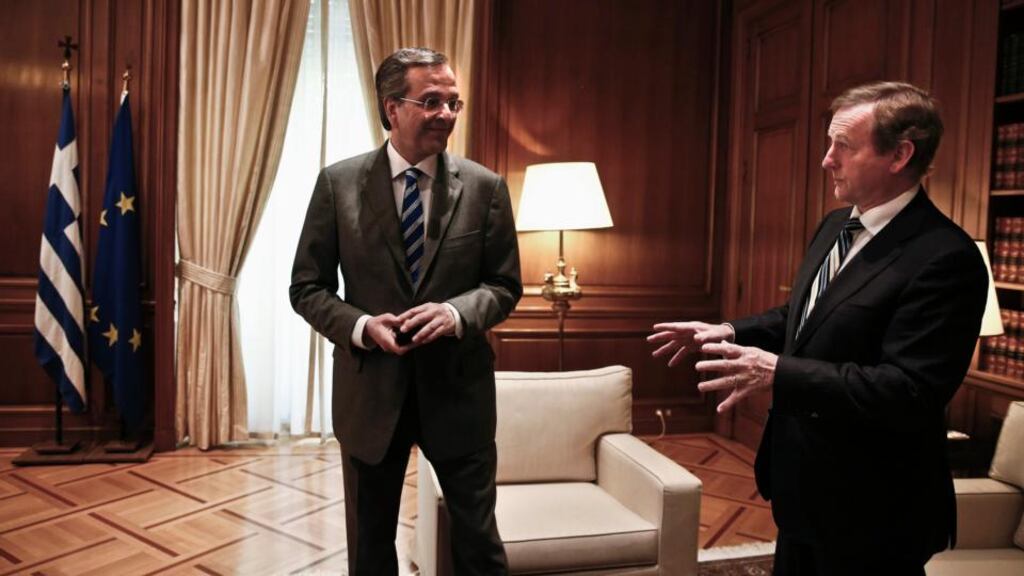 Greek prime minister Antonis Samaras and Taoiseach Enda Kenny during a meeting in Athens on Thursday. Photograph: Yorgos Karahalis/Reuters