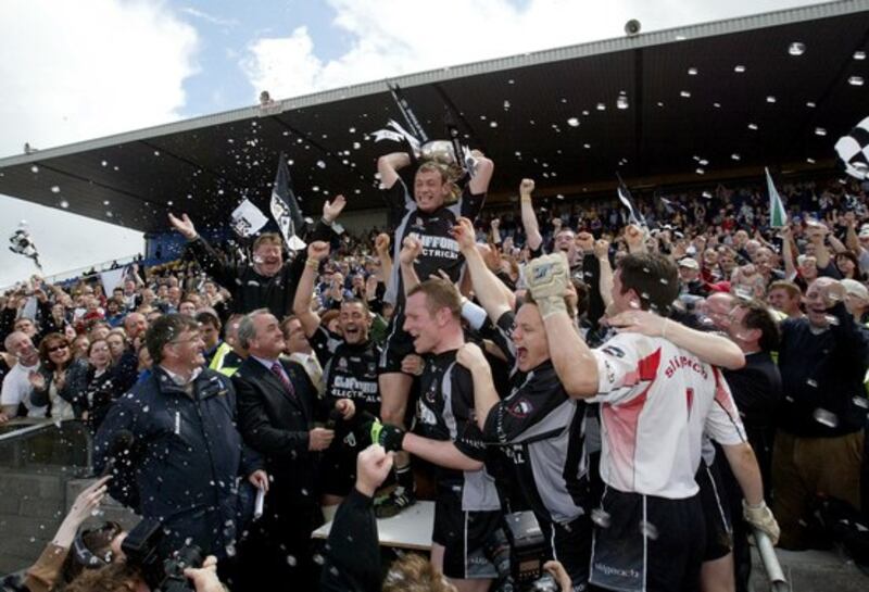 Sligo captain Noel Maguire lifts the Nestor Trophy in 2007.