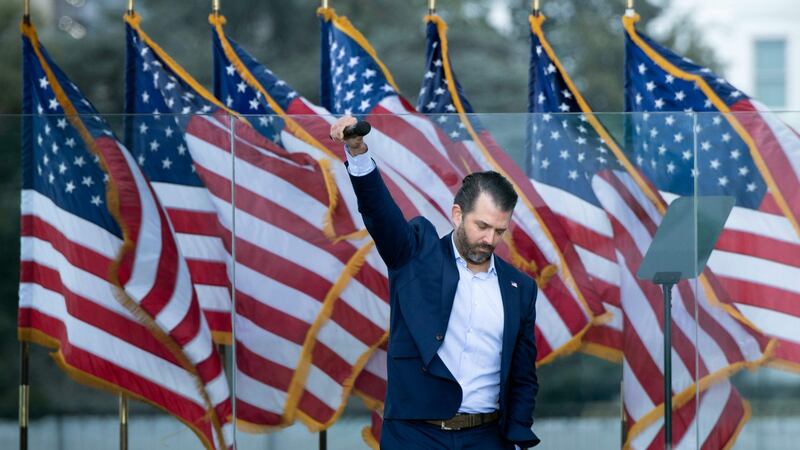 Donald Trump jnr speaks during a rally of supporters outside the White House. Photograph: Brendan Smialowski/AFP via Getty Images
