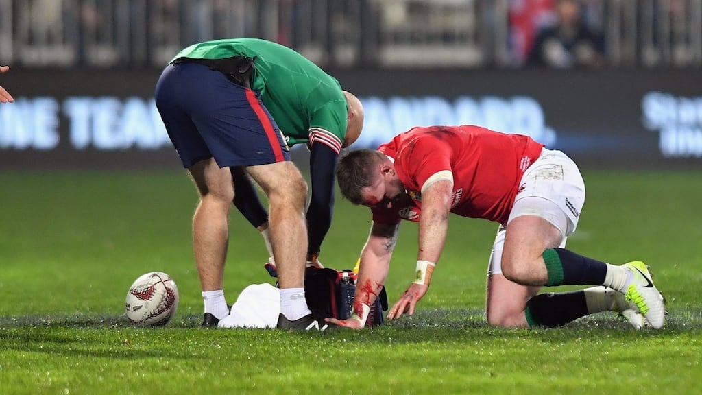 Stuart Hogg has been ruled out of the rest of the Lions tour with a fractured facial bone. Photograph: Kai Schwoerer/Getty