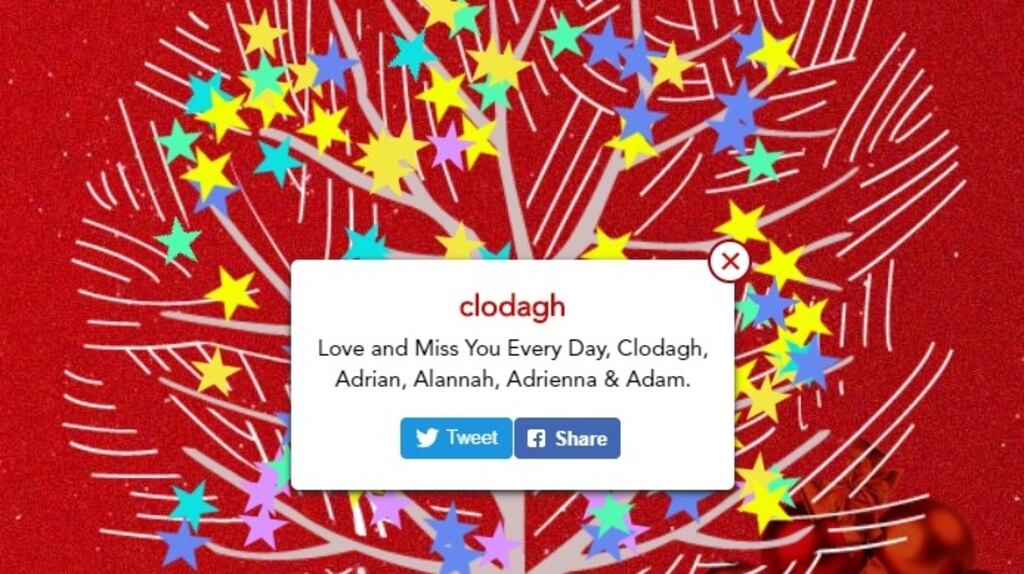 A message posted on the Marymount Hospice online memorial Christmas Tree.