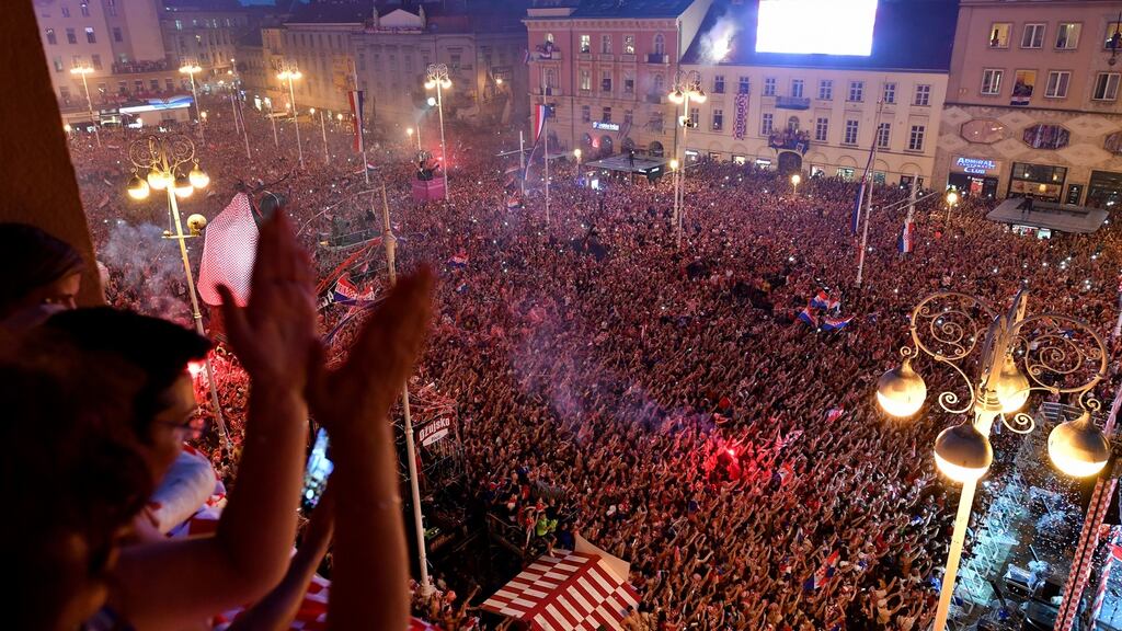 Half a million people turned up in Zagreb for the Croatia team’s homecoming following the World Cup in Russia. Photograph: Andrej Isakovic/AFP/Getty Images