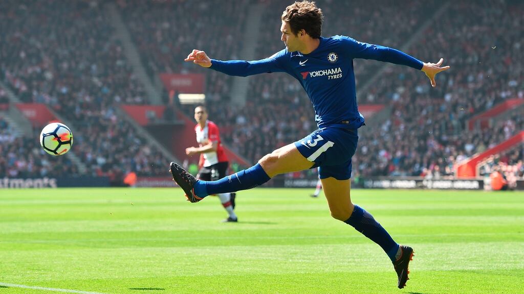 Chelsea defender Marcos Alonso has been charged with violent conduct for his tackle on Shane Long during their win over Southampton. Photo: Glyn Kirk/Getty Images