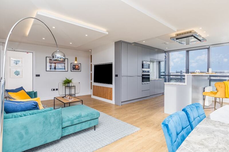 The open-plan living area.