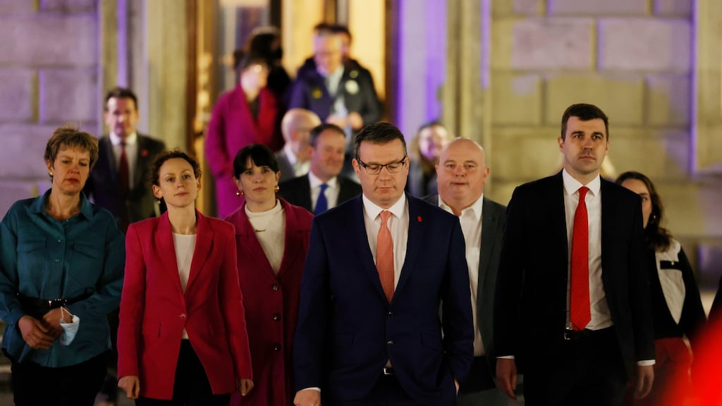 Alan Kelly at the announcement of his resignation as Labour Party leader on Wednesday evening. Photograph: Alan Betson