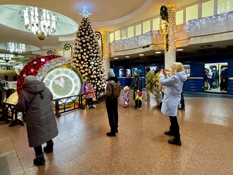 Kharkiv has placed its main Christmas tree in a metro station and is holding seasonal concerts underground due to air strikes from Russia, which is just 35km away