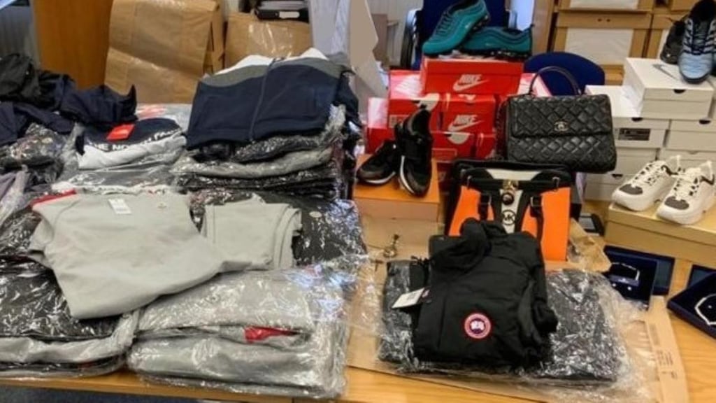 Counterfeit jewellery, handbags, footwear and clothing worth around €52,000 have been seized by gardaí from a number of premises in Cabinteely and Clondalkin. Photograph: An Garda Síochána