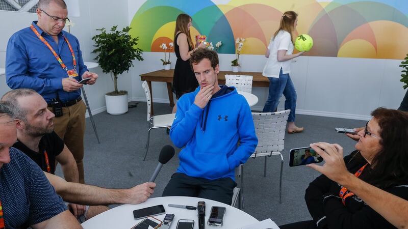 Andy Murray of Great Britain speaks to the media before playing at the Miami Open tennis tournament. Photo: PA