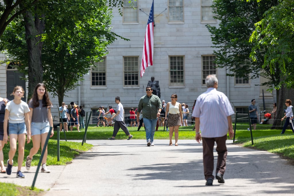 Harvard University campus: the US supreme court ruled that race-conscious admission policies used by Harvard and the University of North Carolina violate the constitution, bringing an end to affirmative action in higher education. Photograph: Scott Eisen/Getty Images