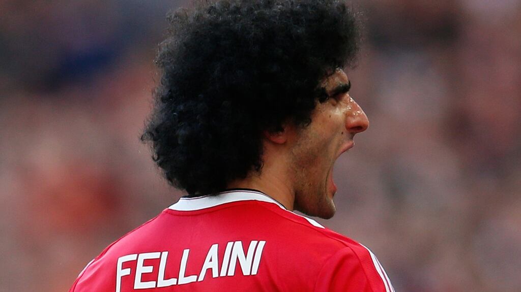 Manchester United’s Marouane Fellaini will return from his three match ban in time to play in the FA Cup final. Photograph: Andrew Couldridge/Reuters