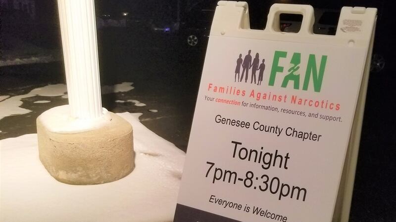 Families Against Narcotics (FAN) sign: A surge in opioid-related deaths is a key challenge for Flint. Photograph: Stephen Starr