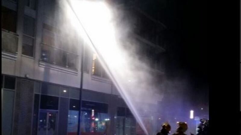 Fire in Clongriffin apartments on Tuesday. Photograph: Dublin Fire Brigade/Twitter