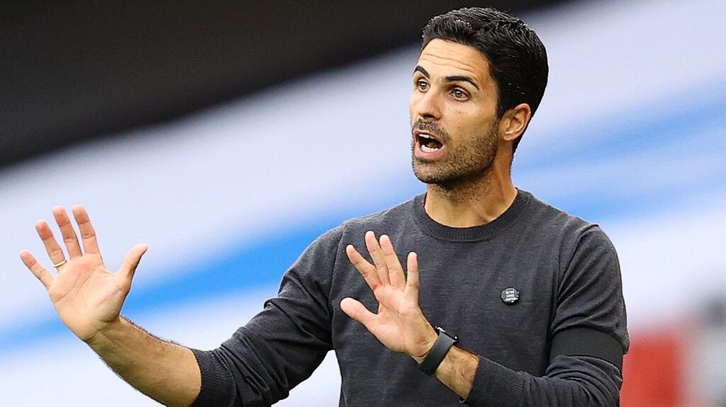 Arsenal manager Mikel Arteta has promised to play as strong a team as he can in Sunday’s final Premier League game against Watford. Photograph: Richard Heathcote/PA Wire