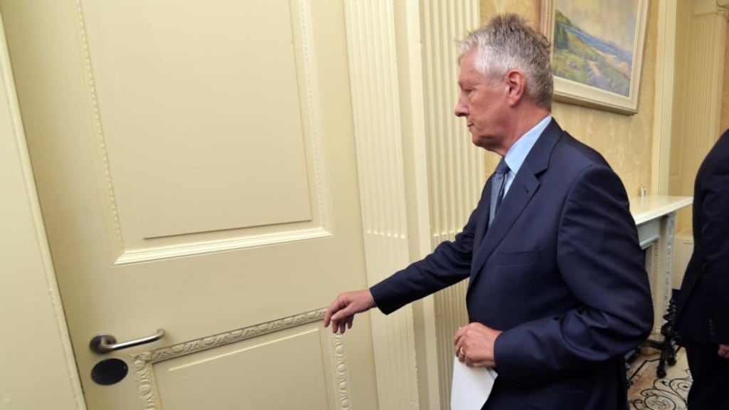 Making his exit: DUP leader Peter Robinson leaves after a press conference at Stormont on September 10th, 2015. Mr Robinson is stepping aside as Northern Ireland First Minister. Photograph: Charles McQuillan/Getty Images