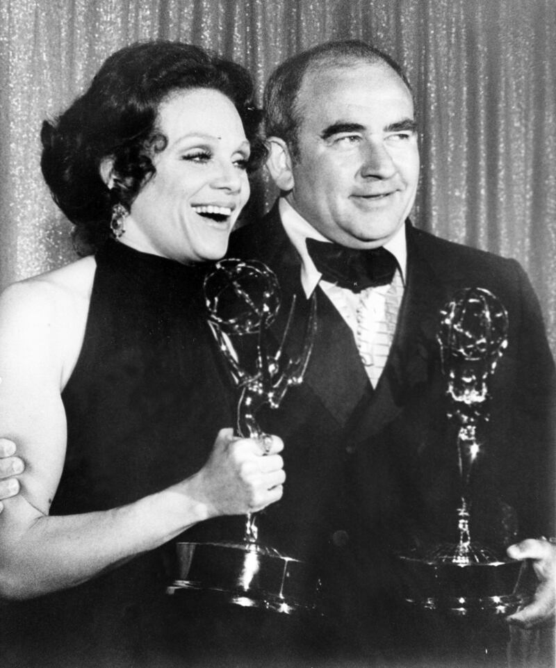 Valerie Harper and Ed Asner with their Emmy awards in May 1971. Photograph: AP
