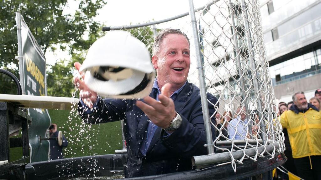 Cairn Homes chief executive Michael Stanley was dunked for charity at the 2018 Dragons at the Docks event