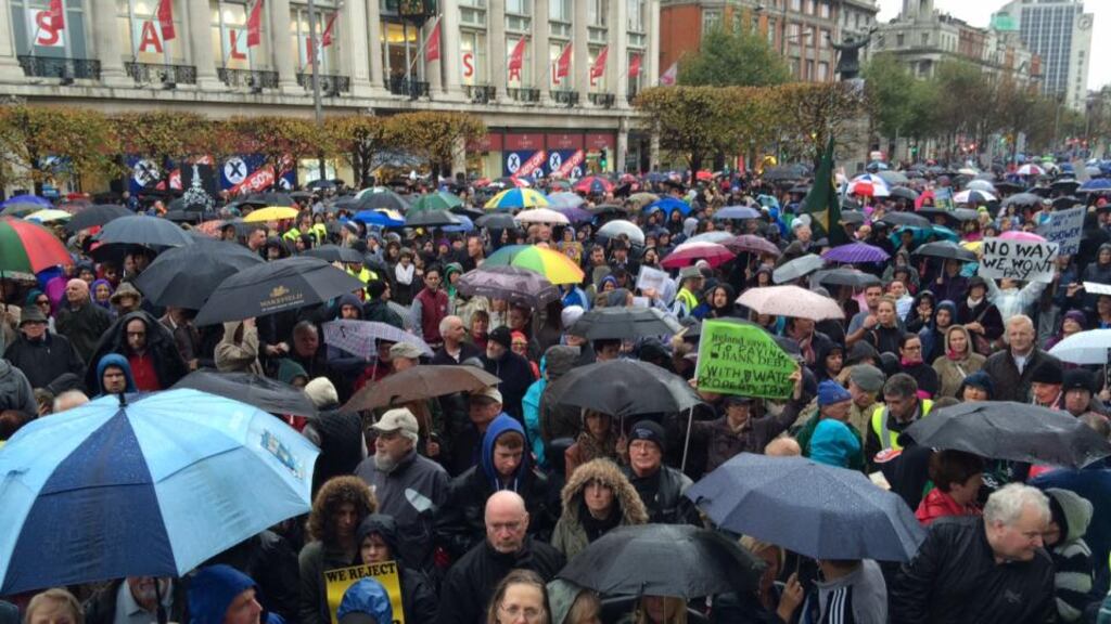 Water charge protesters gather at the GPO. Photograph: Cyril Byrne