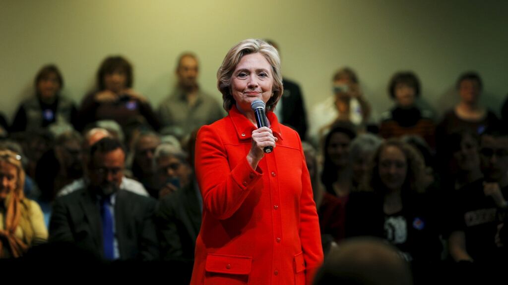 US Democratic presidential candidate Hillary Clinton at a campaign meeting in Keene, New Hampshire. Photograph: Brian Snyder/Reuters