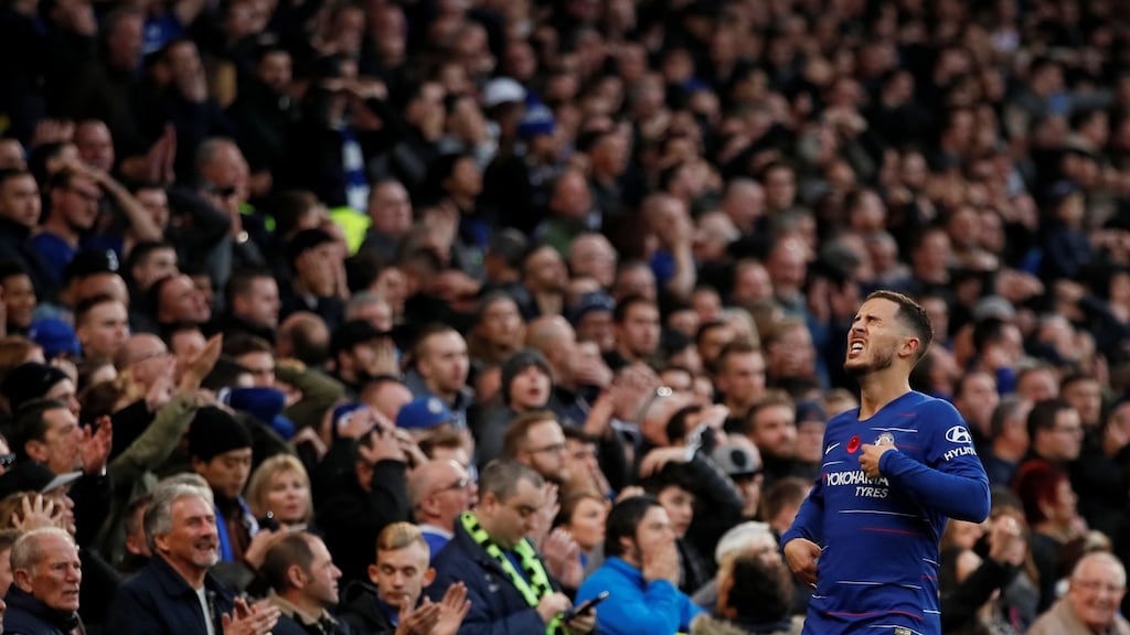 Eden Hazard and Chelsea were left frustrated by Everton. Photograph: David Klein/Reuters