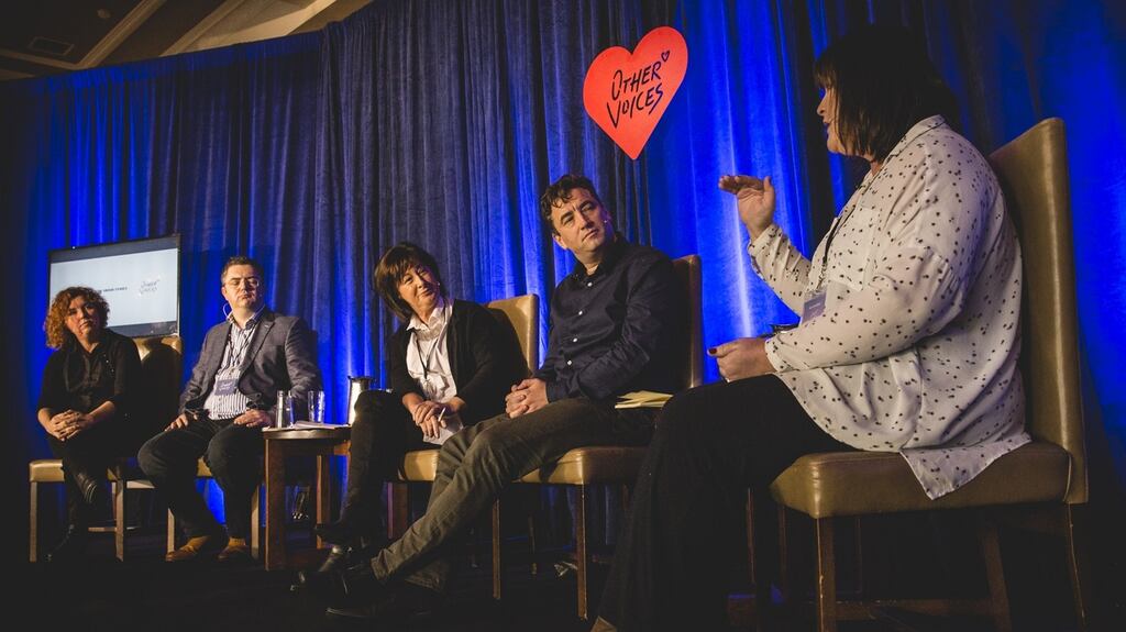 Kathy Sheridan chairing a session at the Ireland’s Edge panel at Other Voices. Photograph: Tara Thomas