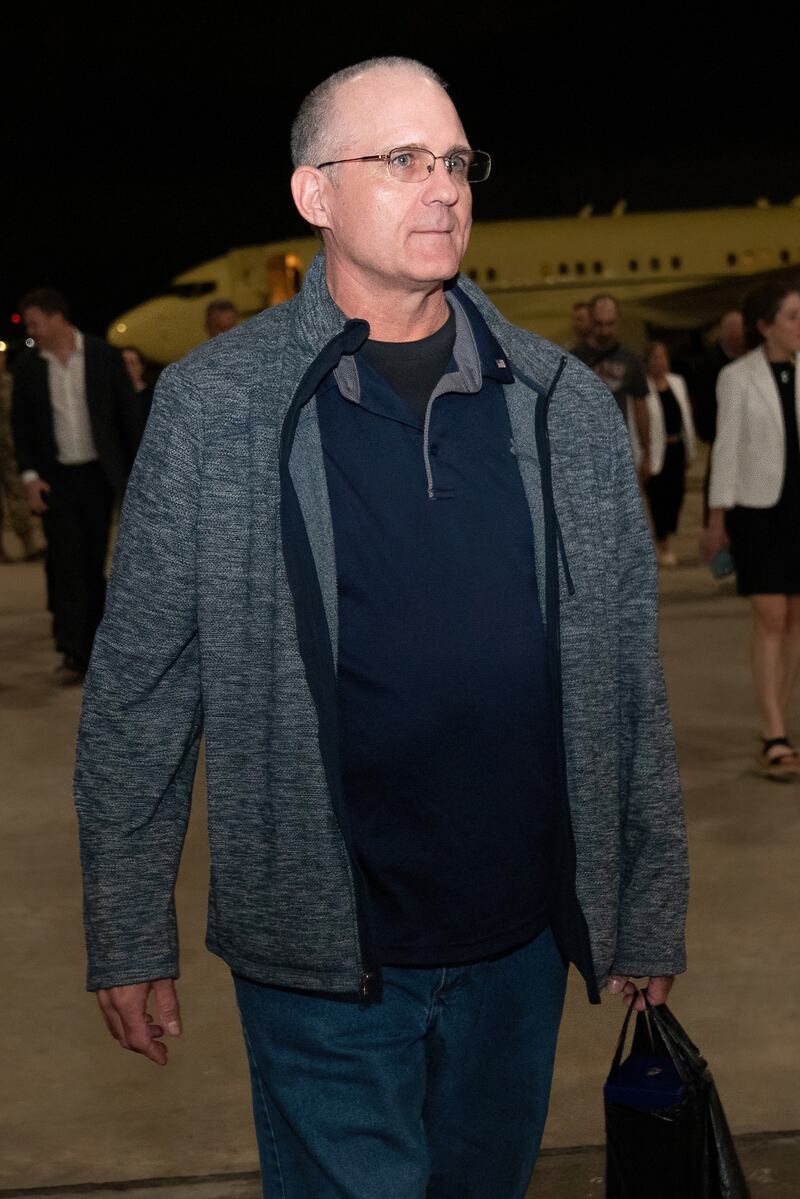 Former US marine Paul Whelan after being freed as part of the prisoner swap. Photograph: Suzanne Cordeiro/AFP