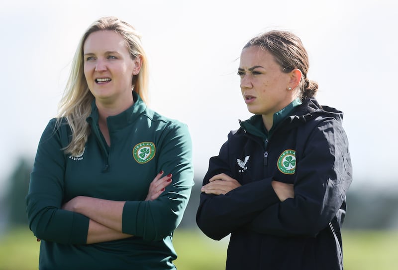 FAI director of marketing and communications Louise Cassidy and Katie McCabe at FAI Training Centre. Photograph: Tom Maher/Inpho