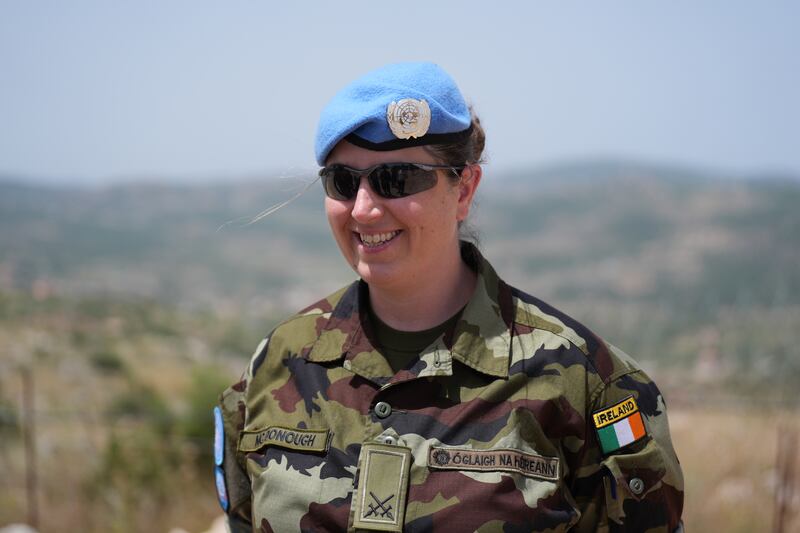 Comdt Aine McDonough of the 124th Infantry Battalion at Camp Shamrock in Debel, Lebanon. Photograph: Niall Carson/PA Wire