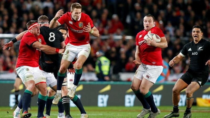 Ken Owens is caught offside in the dying minutes of the final Test, leading to Romain Poite's controversial decision. Photo: Getty Images