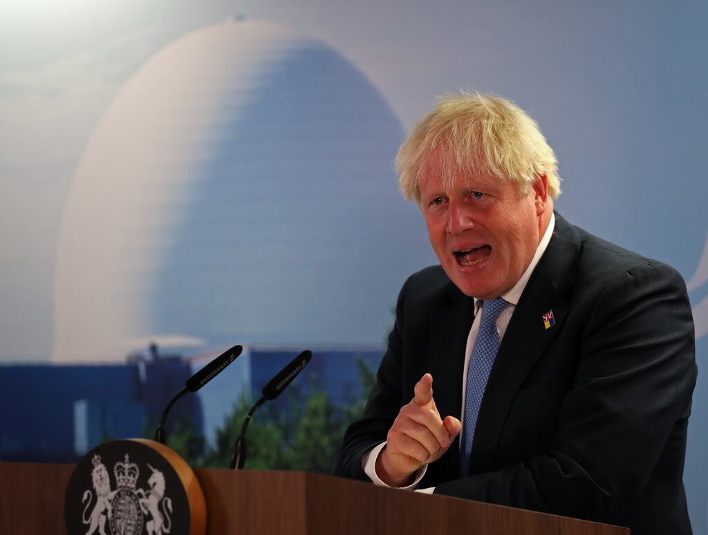 British prime minister Boris Johnson in Suffolk, where he committed £700 million to build a nuclear plant at the nearby Sizewell site. Photograph: Chris Radburn/PA