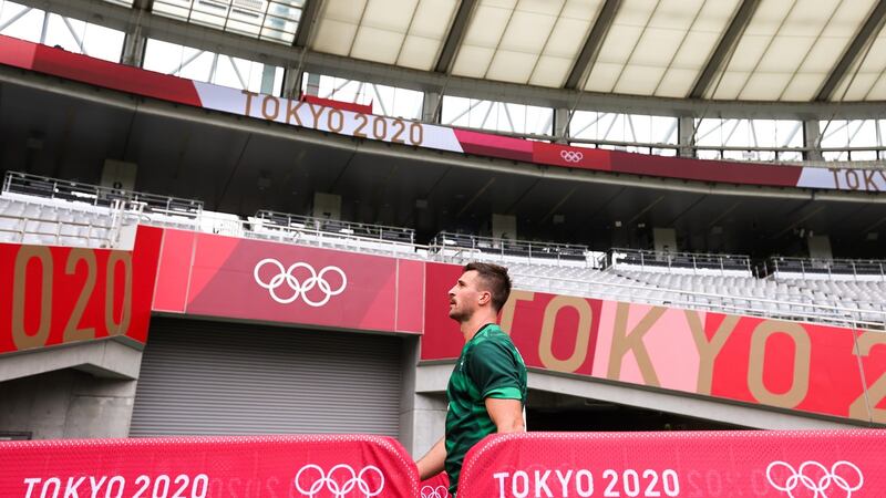 Harry McNulty looks dejected after Ireland missed out on a place in the last-eight. Photograph: James Crombie/Inpho