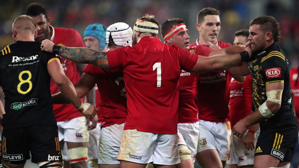 Joe Marler and the rest of the Lions frontrow were forced to play the full 80 minutes against the Hurricanes. Photograph: David Davies/PA Wire.