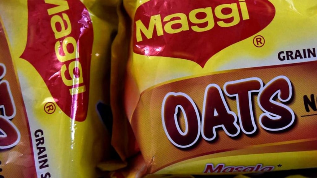 File photograph of Maggi noodles in a shop in Faridabad, a suburb of New Delhi. India’s government is seeking damages of €85m from Nestle. Photograph: AFP/Getty