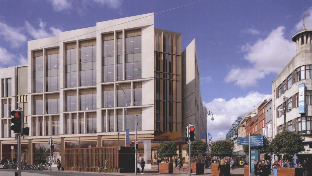 A computer-generated image of the proposed redevelopment of the Stephen's Green Shopping Centre in Dublin. Image: DTDL planning documents
