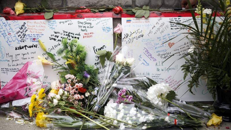 A memorial for victims of the van rampage on Yonge St, Toronto, Canada. Photograph: Burston/Getty Images
