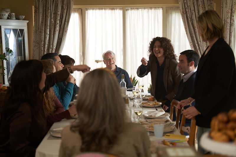The Walsh Sisters: The family and Aidan (Samuel Anderson) around the dinner table. Photograph: RTÉ