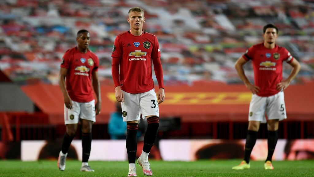 Manchester United’s Scott McTominay stands dejected after Southampton’s equaliser during the Premier League match at Old Trafford. Photo: Peter Powell/NMC Pool/PA Wire