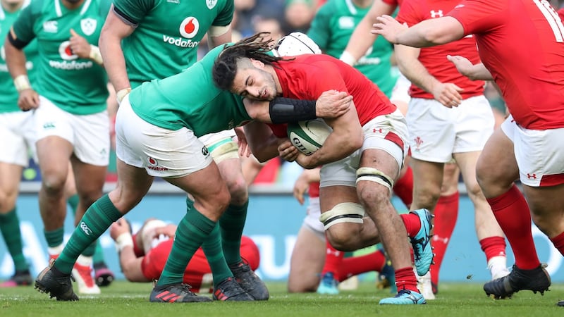 Josh Navidi in action for Wales against Ireland last year. Photograph: Billy Stickland/Inpho