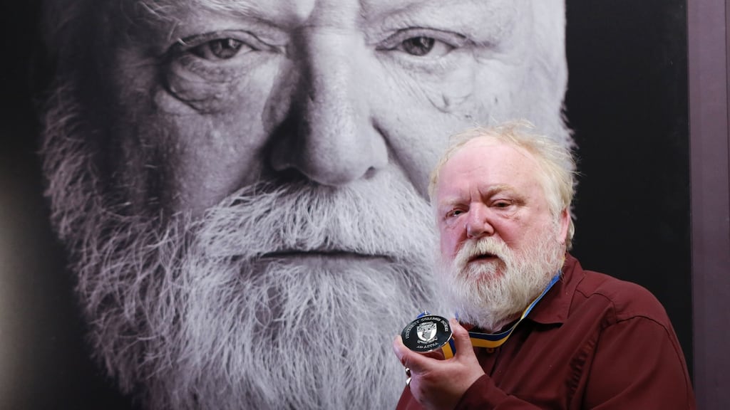 Frank McGuinness getting the Ulysses medal at UCD. Photograph:Nick Bradshaw/The Irish Times