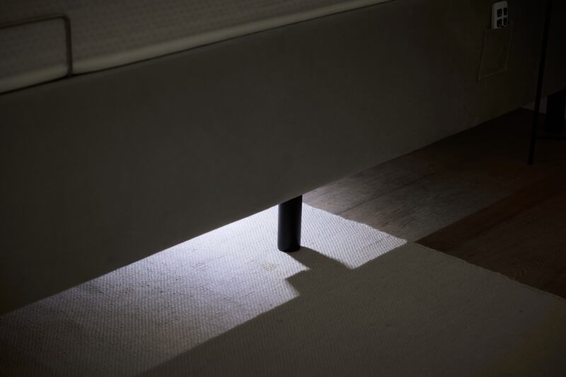 Optional soft LED under bed lighting guides footing at night