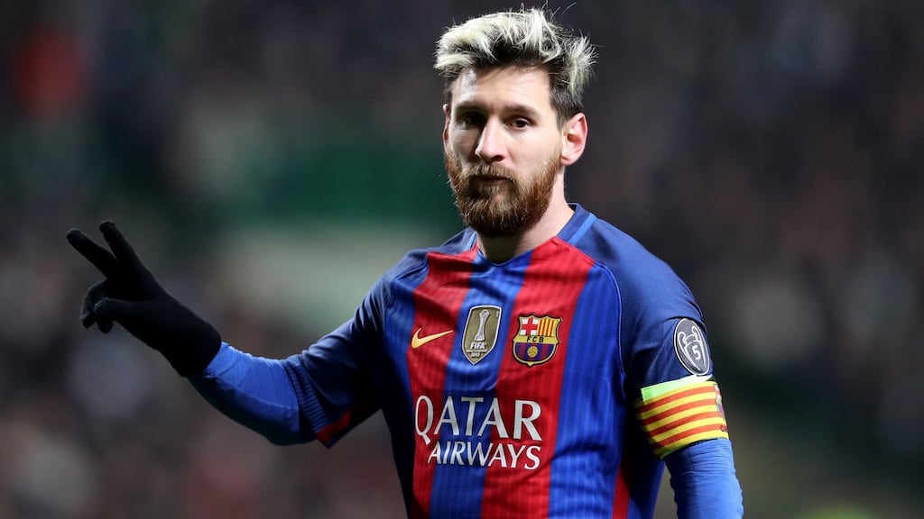 Lionel Messi has agreed a contract extension which will keep him at Barcelona until the summer of 2021. Photograph: Owen Humphreys/PA Wire