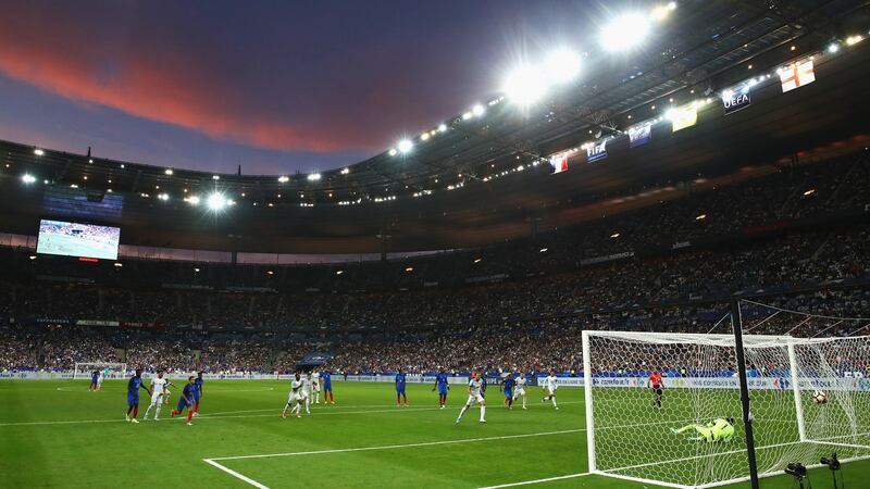 Harry Kane scores England’s second goal from the penalty spot. Photograph: Julian Finney/Getty Images