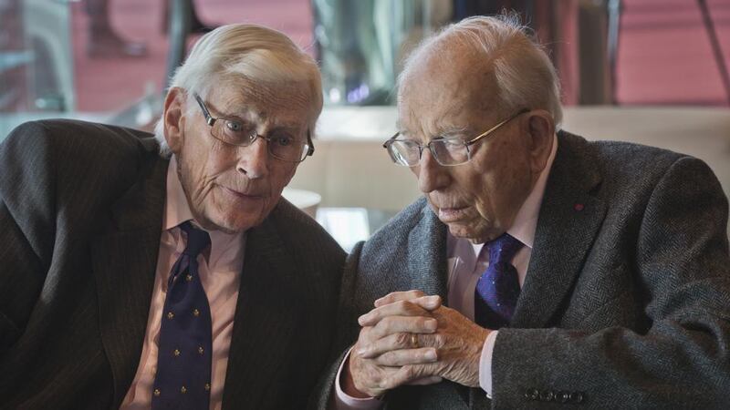 File photograph of former SDLP deputy first minister Seamus Mallon with TK Whitaker. A dinner in honour of Mr Mallon was attended by hundreds in Armagh. File photograph: Brenda Fitzsimons/The Irish Times