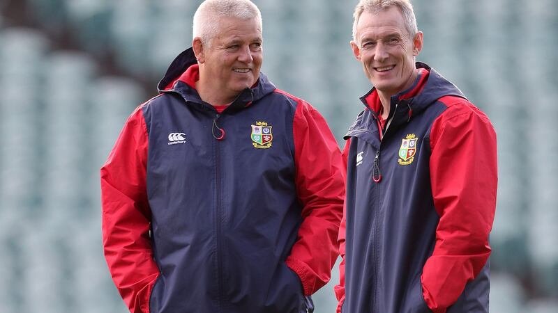 Lions head coach Warren Gatland and backs coach Rob Howley. Photograph: Dan Sheridan/Inpho