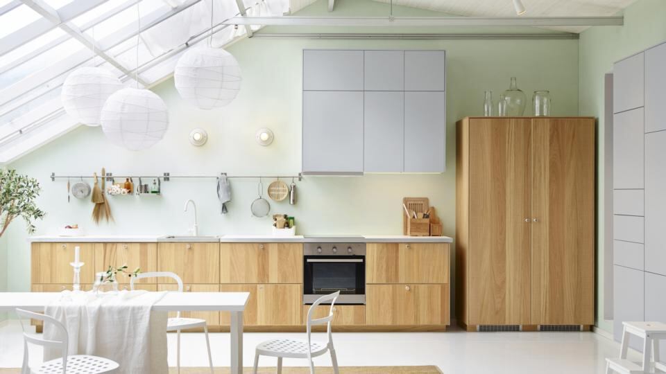 In this Ikea kitchen all the standard functions have been made to look as much like furniture as possible