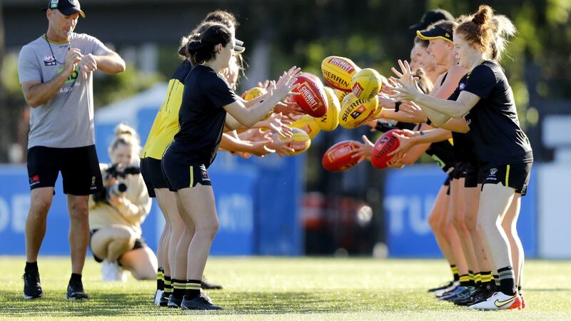 Richmond training session at Punt Road Oval in Melbourne, Australia. Photograph: Dylan Burns/AFL Photos via Getty Images