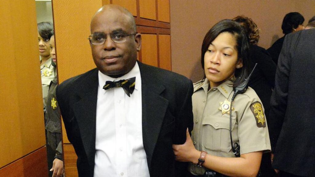 Donald Bullock, a former testing coordinator with Atlanta Public Schools, is led to a holding cell after the verdict that found him and 10 others guilty of racketeering. Photograph: Kent D Johnson/Pool via The New York Times)