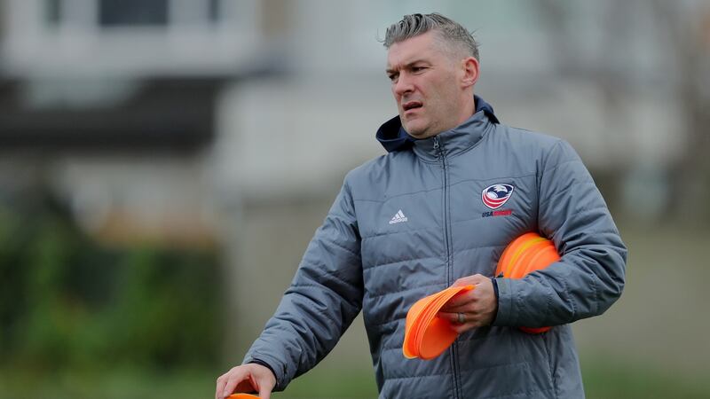 USA assistant coach Greg McWilliams at squad training in Dublin on Tuesday. Photograph: Laszlo Geczo/Inpho