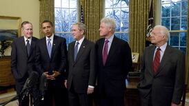 ‘His example lives on’: Trump and Obama lead tributes to George HW Bush