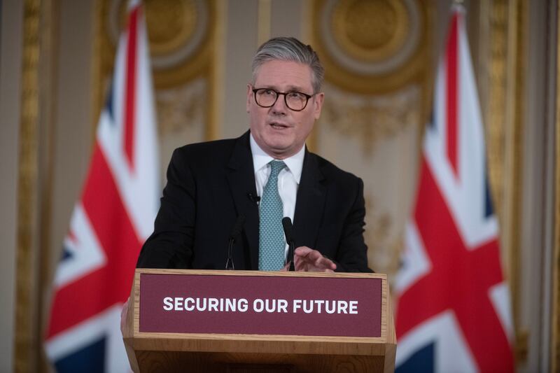 Prime Minister Keir Starmer: 'This is not a moment for more talk. It’s time to act. Time to step up and lead, and to unite, around a new plan for a just and enduring peace.' Photogrpah: Julian Simmonds/Daily Telegraph/PA Wire
