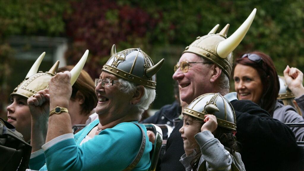 Tourists in Dublin enjoy the Viking Splash tour.Photograph: Cyril Byrne/The Irish Times